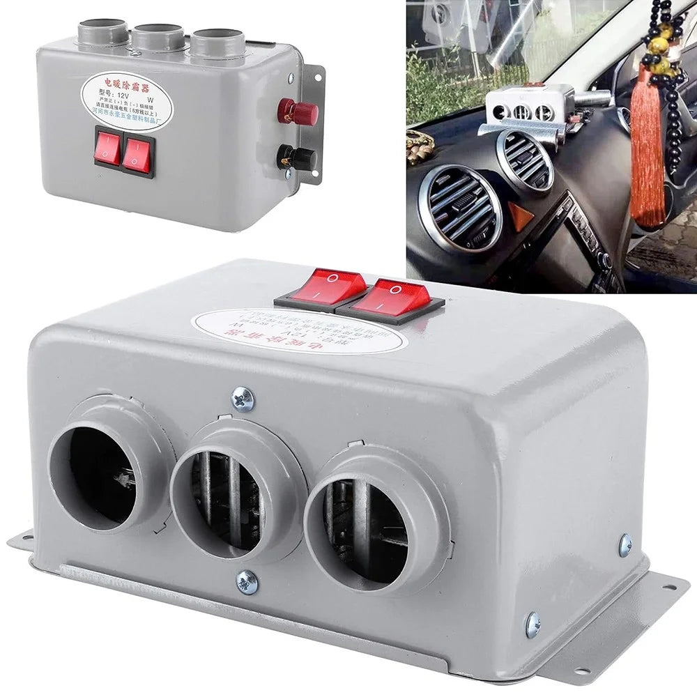 Three Hole Car Water Heater Window Defrosting Defogging Vehicle Heating Fan - 12V - 2
