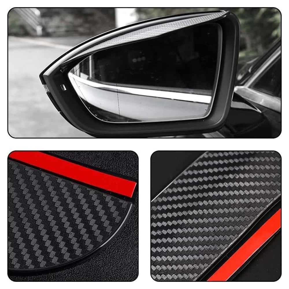 2Pcs Car Rearview Mirror Rain Baffle Carbon Fiber Texture Vehicle Side Mirror PVC Rain Blocker - 4