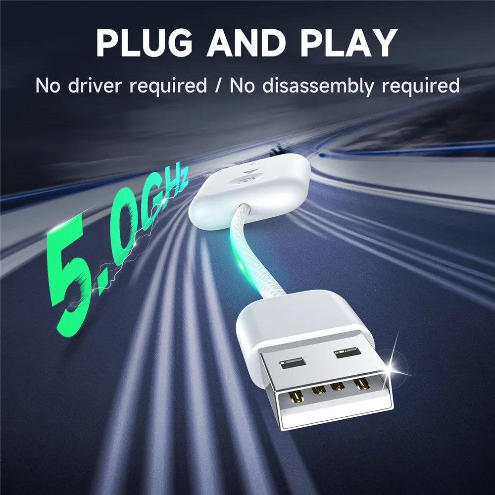 643 2 in 1 Wireless Carplay / Android Auto Adapter Car Wired to Wireless Upgrade Adapter - White - 4
