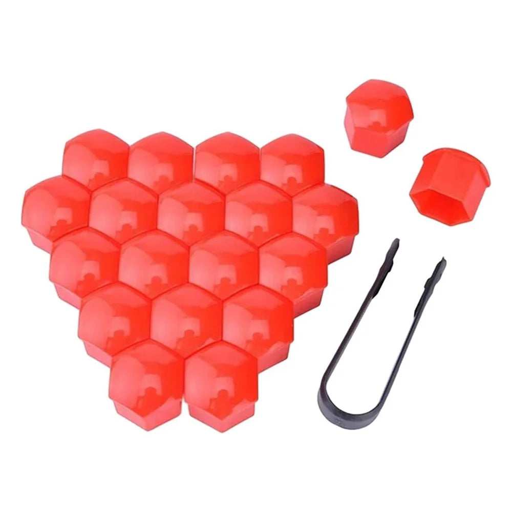 Universal Car Accessory 20Pcs 17mm Wheel Nut Bolt Covers Tire Screw Cap Hub Protective Covers - Red - 1