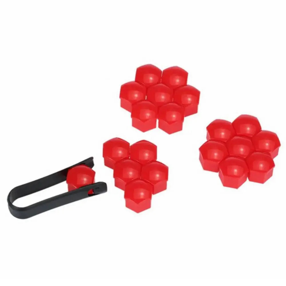 Universal Car Accessory 20Pcs 17mm Wheel Nut Bolt Covers Tire Screw Cap Hub Protective Covers - Red - 3