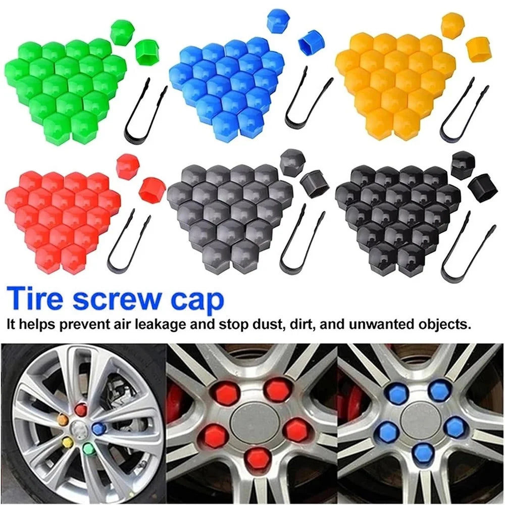 Universal Car Accessory 20Pcs 17mm Wheel Nut Bolt Covers Tire Screw Cap Hub Protective Covers - Red - 5