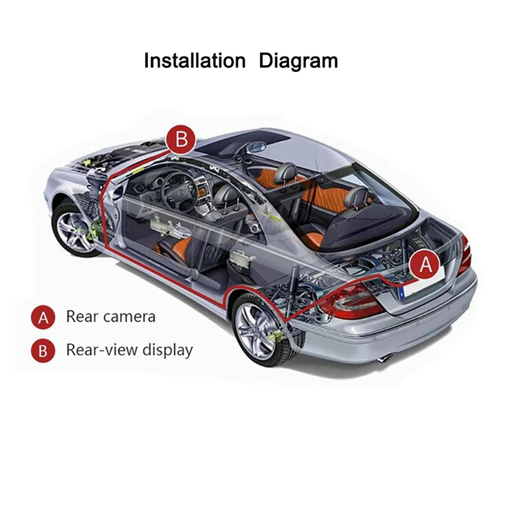 RH-509 5'' LCD Display Monitor 8-LED Rear Camera Car Parking Reverse System Kit - 3