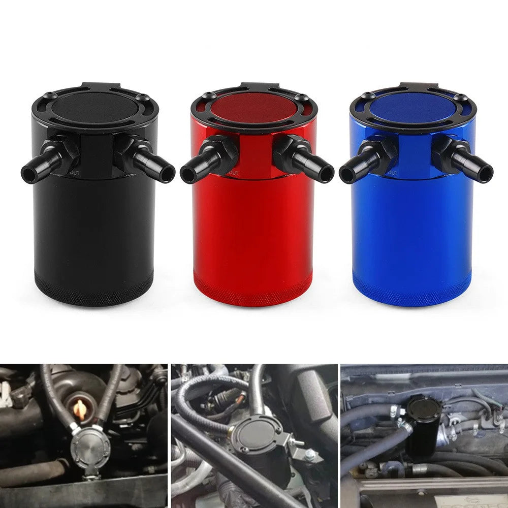BX101669 Car Universal 2-Port Compact Baffled Oil Catch Can - Black - 6