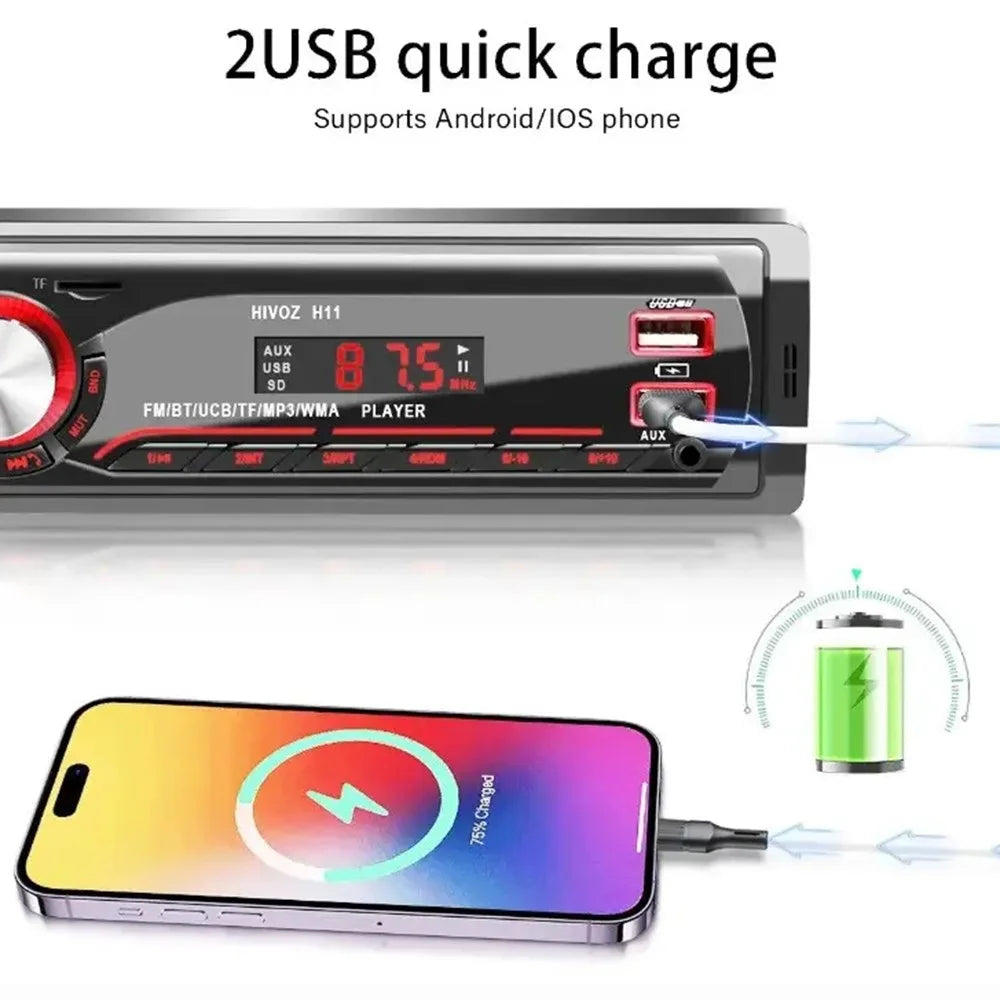 1059 Car MP3 Player Bluetooth-Compatible FM Radio Vehicle Audio System Support TF Card / U Disk - 4