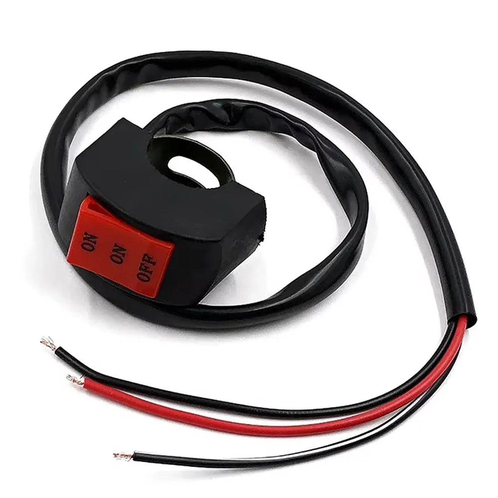 Universal Motorcycle Handlebar LED Light Switch 3 Wires Headlight On / Off Control Button - 3