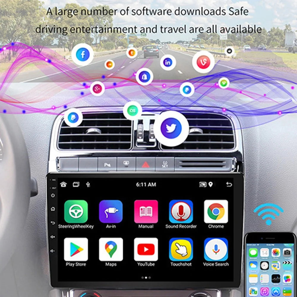 7 Inch Car Central Control Display Screen WiFi + Bluetooth-Compatible Android 12 Multimedia Player , 1+32GB - 6