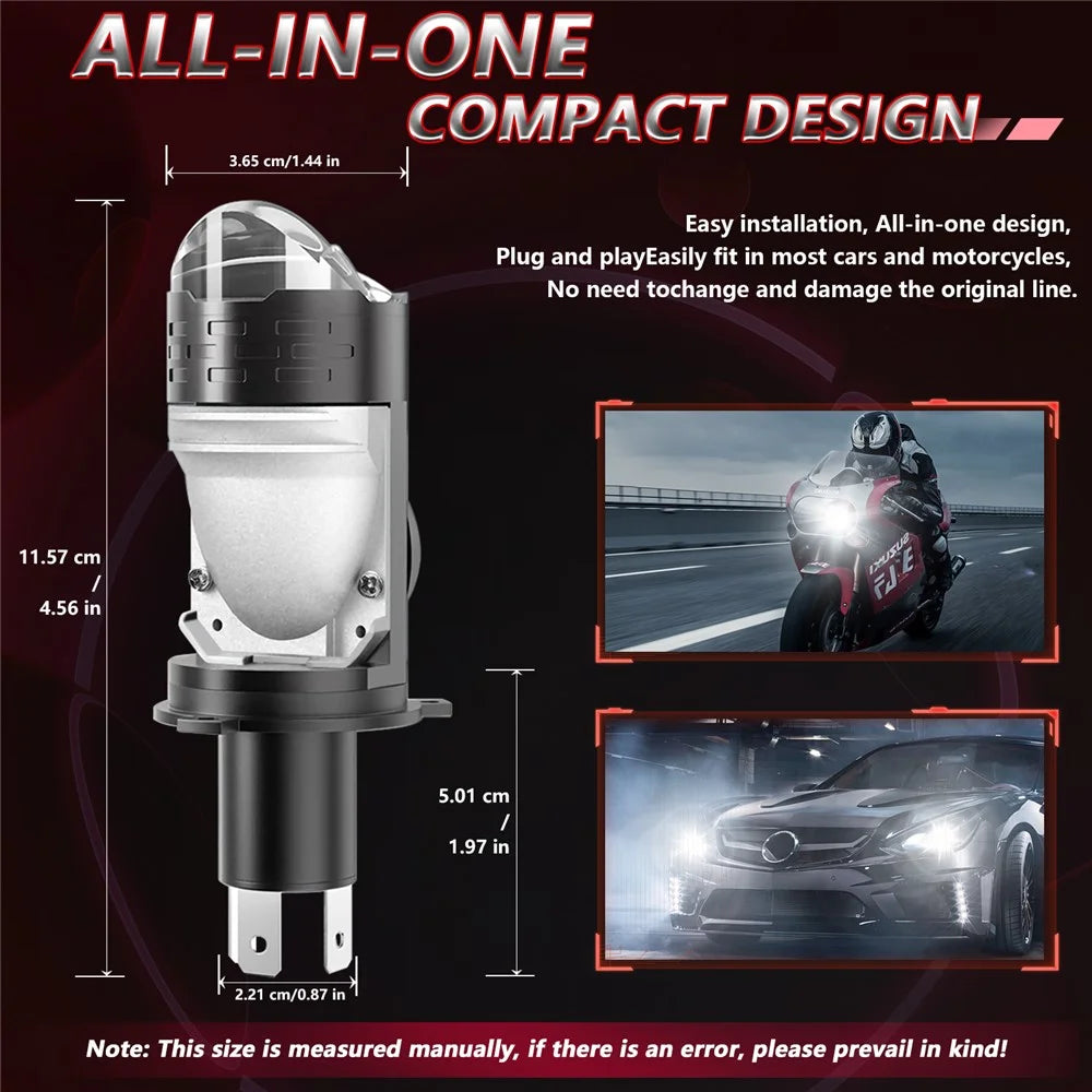 N6 H4 LED Headlight Bulb High Brightness Double Copper Tube Car Headlamp 30W 6000K 3000LM - 3