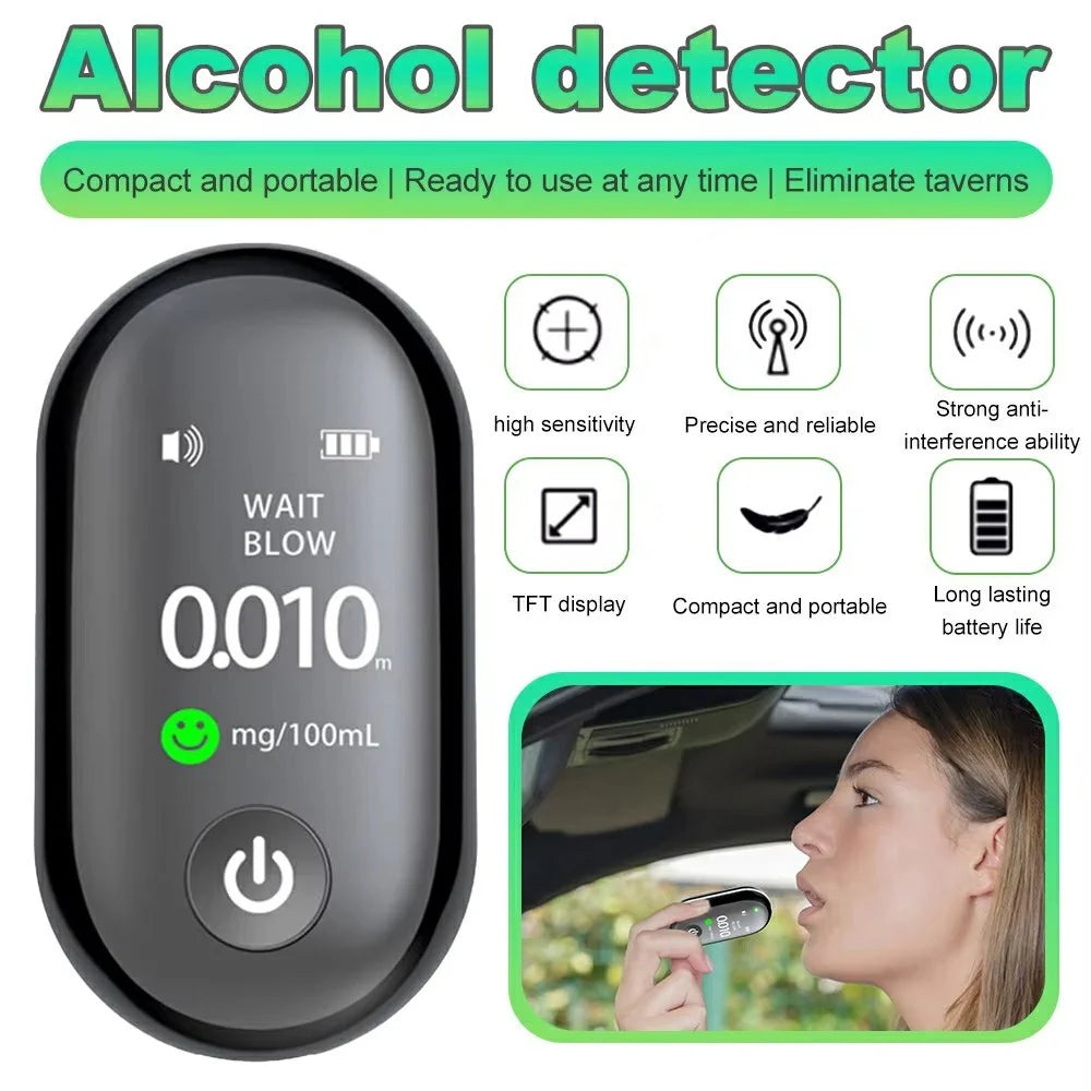 G1 Portable Breathalyzer Alcohol Tester TFT Screen High Precision Detector with LED Indicators - 3