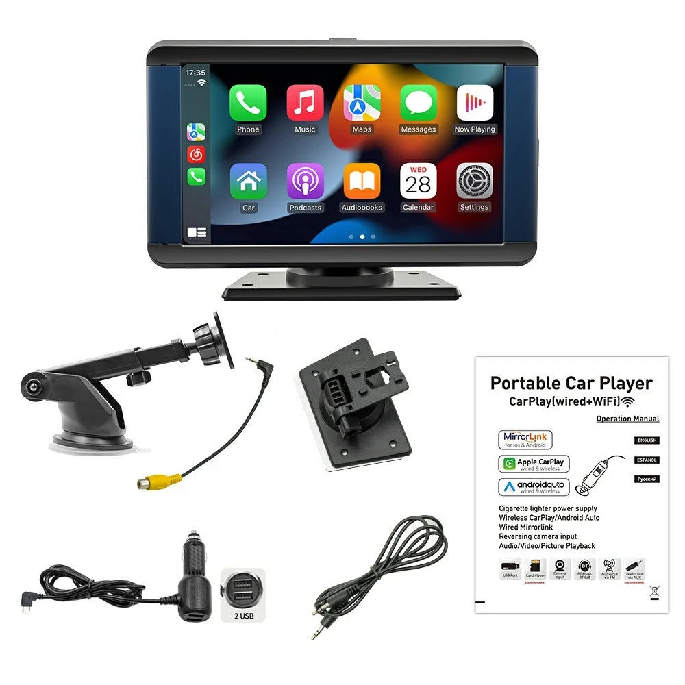 7 Inch Portable Car MP5 Player Wireless CarPlay Android Auto Bluetooth-Compatible FM Transmitter Dash Cam - 7