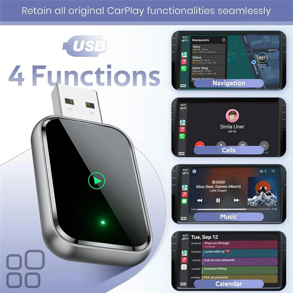 Wired to Wireless CarPlay Android Auto Adapter 2 In 1 Plug and Play USB Dongle 5G WiFi Smart AI Box - 4