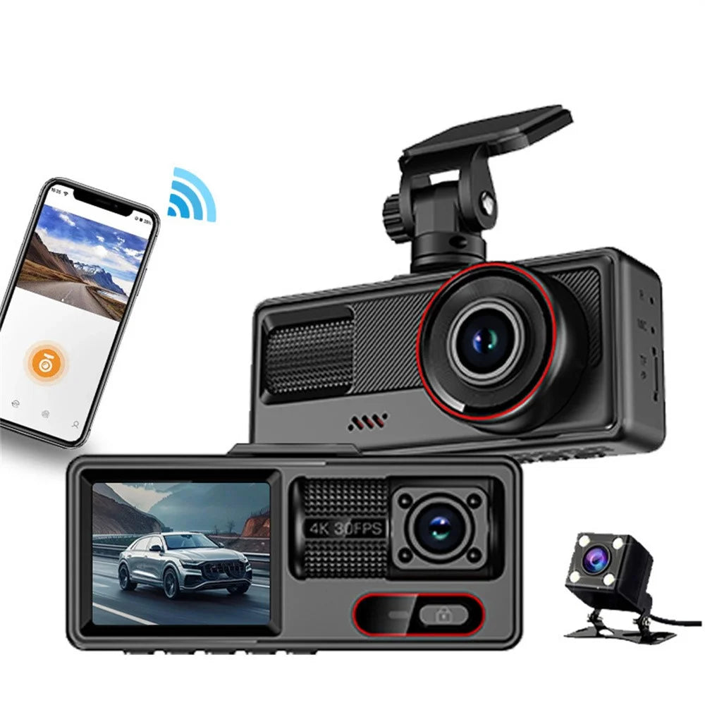 HD 1080P Triple Channel Dash Cam Loop Recording WiFi Infrared Night Vision Car DVR - 3
