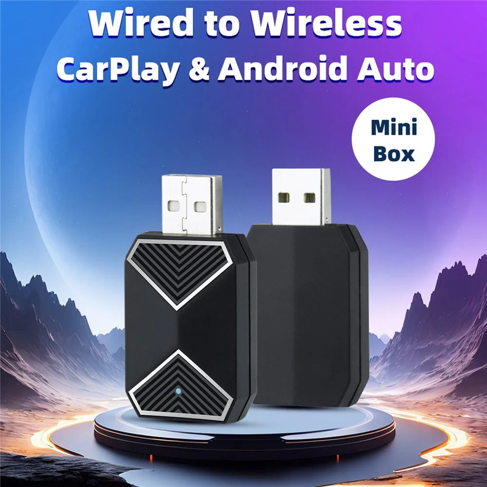 EC10-C USB Mini Wired to Wireless CarPlay Box Android Auto 2 in 1 Car Connectivity Hub - 7