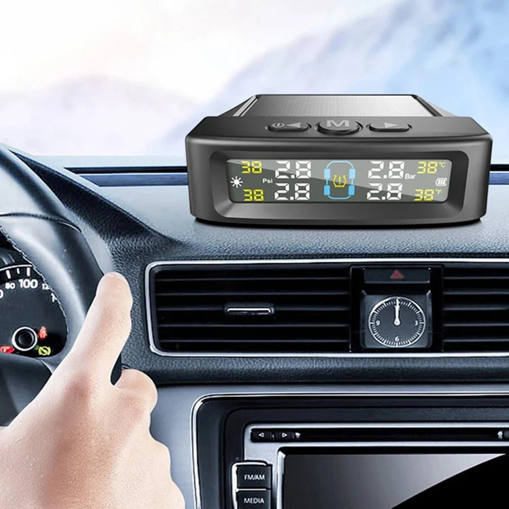 T12 TPMS Tire Pressure Monitoring System for Cars Real Time Display Solar / USB Charging with 4 External Sensors - 7