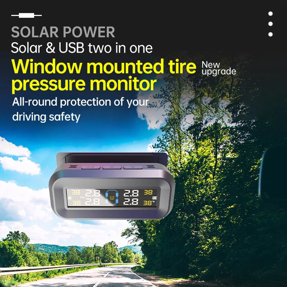 T14 Solar / USB Charging Tire Pressure Monitoring System Car TPMS with 4 External Sensors - 4