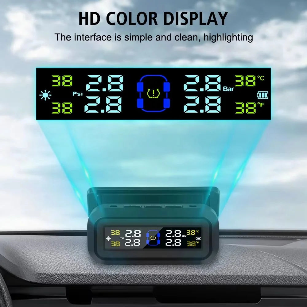 T13 Car TPMS Real Time Display Solar / USB Charging Tire Pressure Monitoring System with 4 Internal Sensors - 5