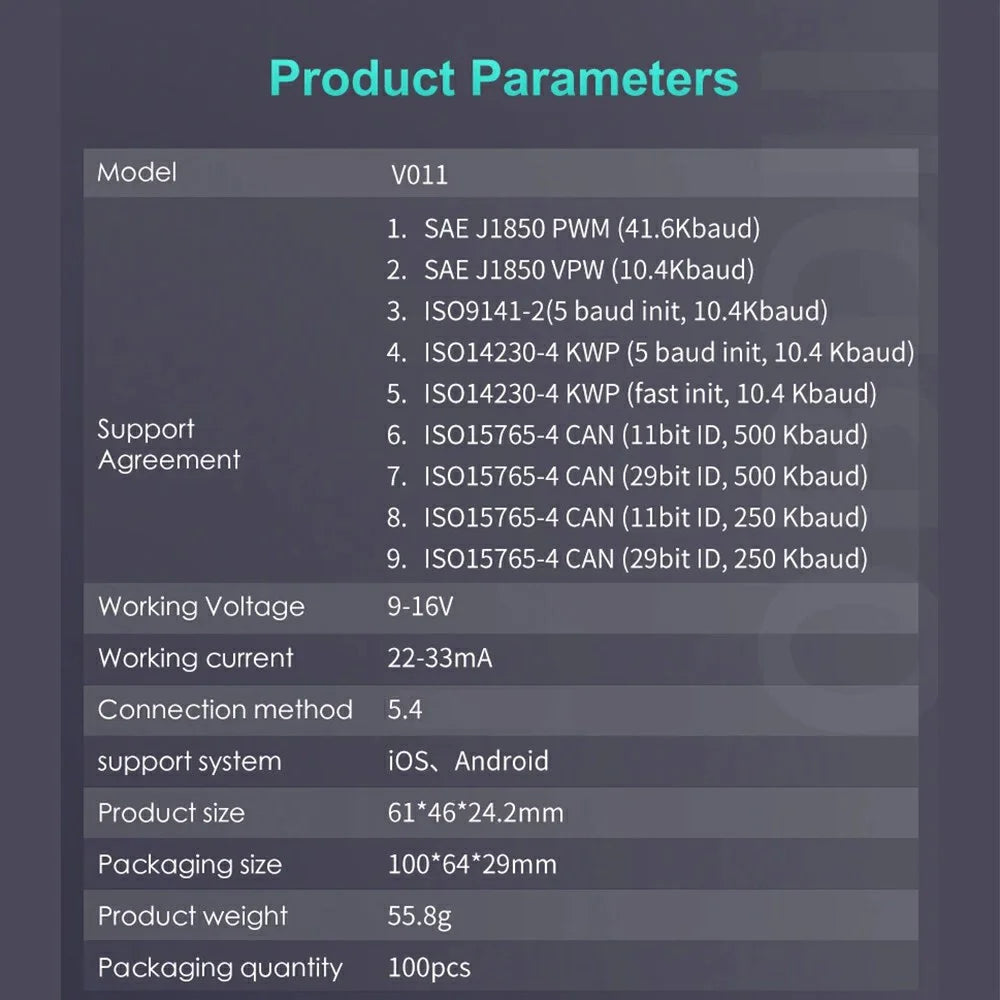 V011 Bluetooth-compatible OBD2 Car Diagnostic Scanner for iOS / Android Engine Light Fault Code Reader - 4