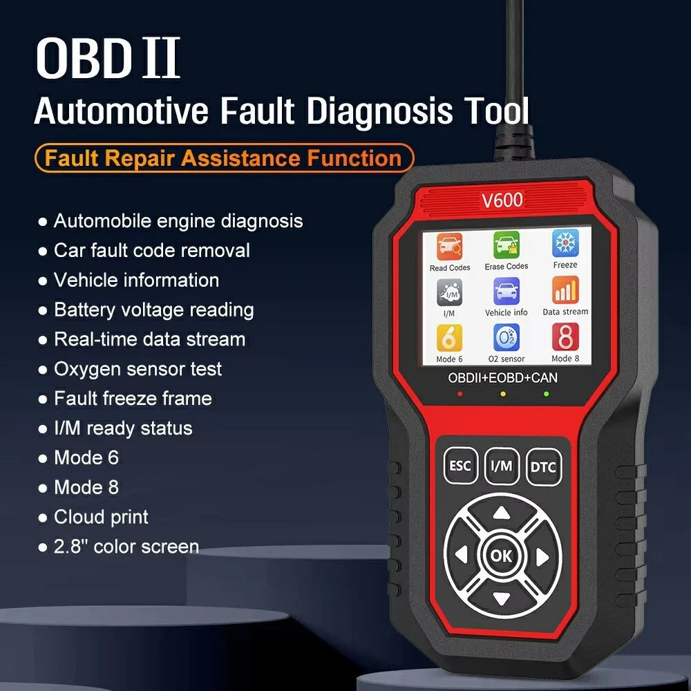 V600 OBD2 Car Diagnostic Scanner Battery Tester Engine Fault Code Reader Oxygen Sensor Diagnostic Tool - 7