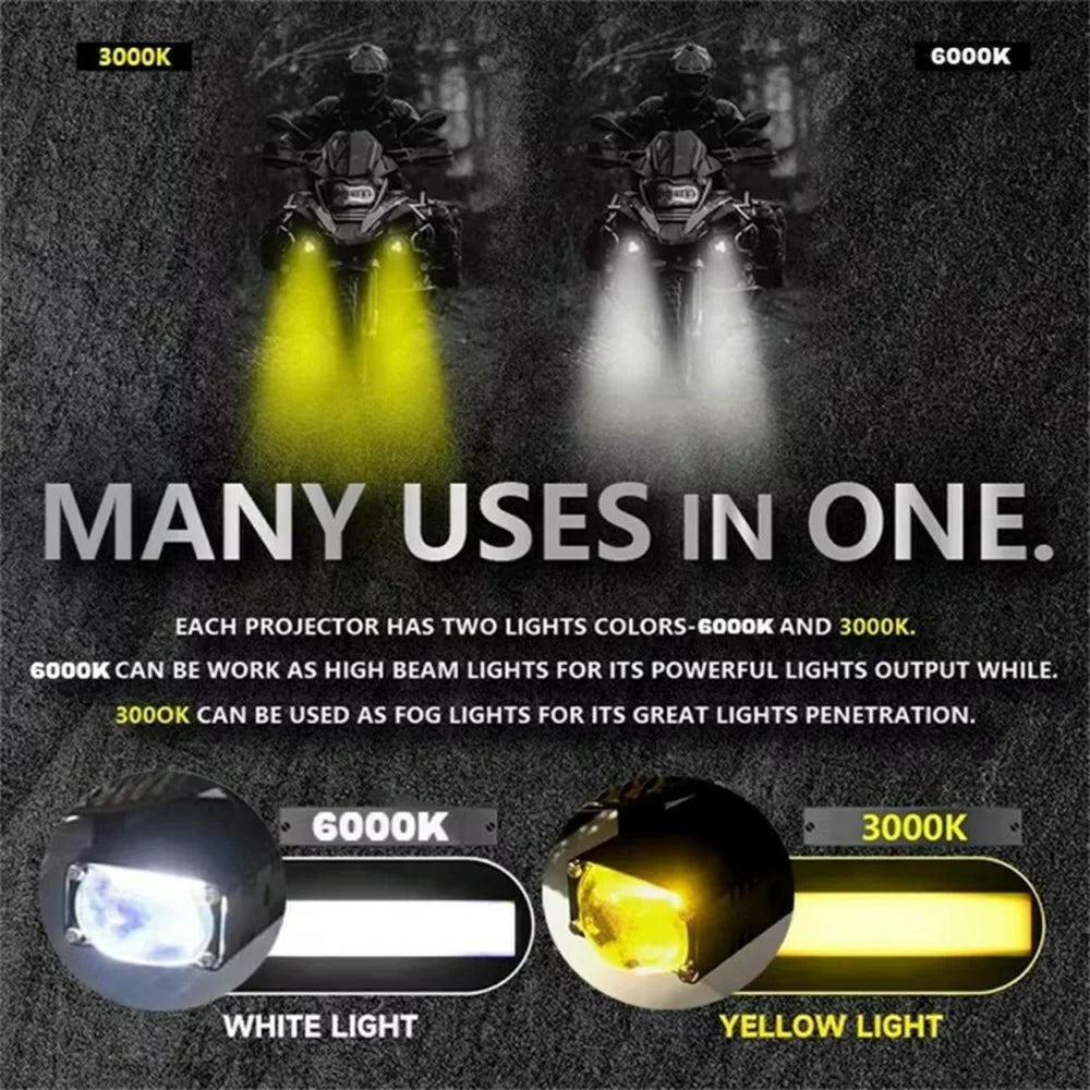 V82 1Pc High Low Beam Motorcycle LED Headlight with Cooling Fan IP68 Waterproof Car Auxiliary Lamp - 3