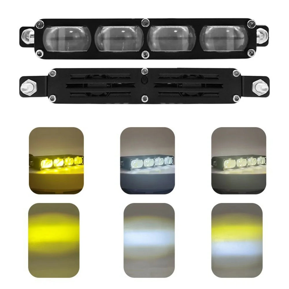 V81 4-LED Headlight for Motorcycle 50W Waterproof Car Auxiliary Lamp High Low Beam with Cooling Fan - 4
