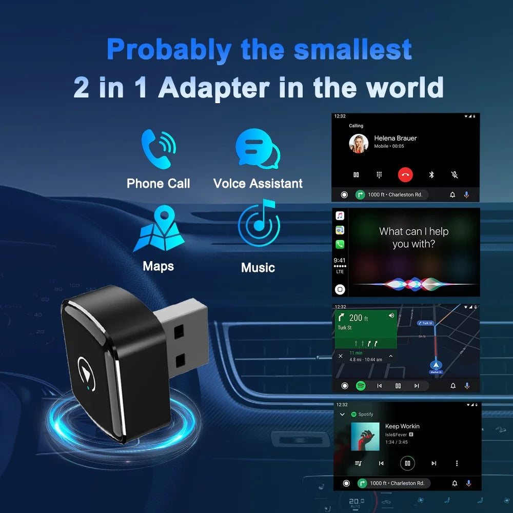 M26 2 in 1 For CarPlay / Android Auto Wired to Wireless Car Adapter 5.8G / 2.4G Dual Band WiFi Bluetooth-compatible USB Dongle - 2