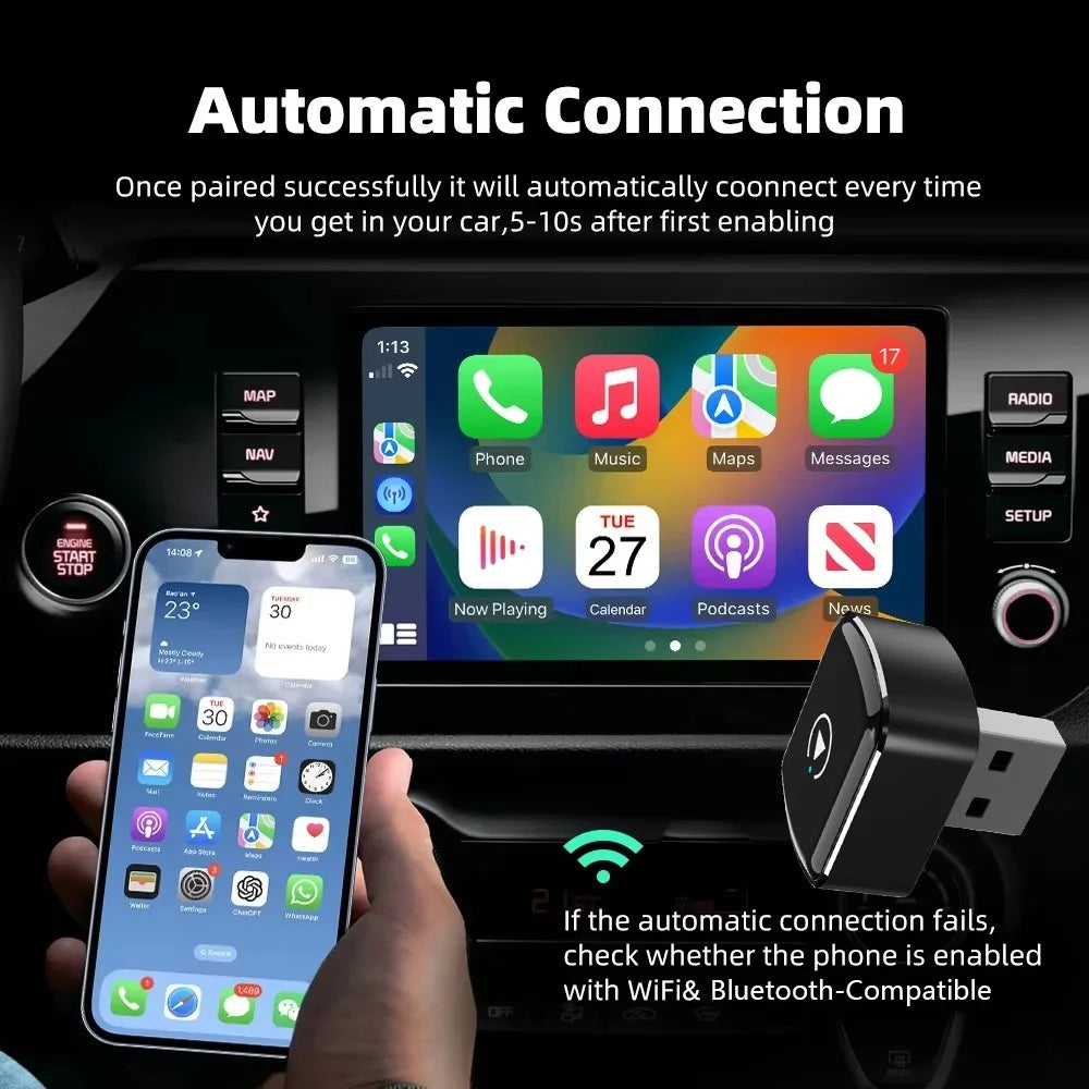 M26 2 in 1 For CarPlay / Android Auto Wired to Wireless Car Adapter 5.8G / 2.4G Dual Band WiFi Bluetooth-compatible USB Dongle - 4
