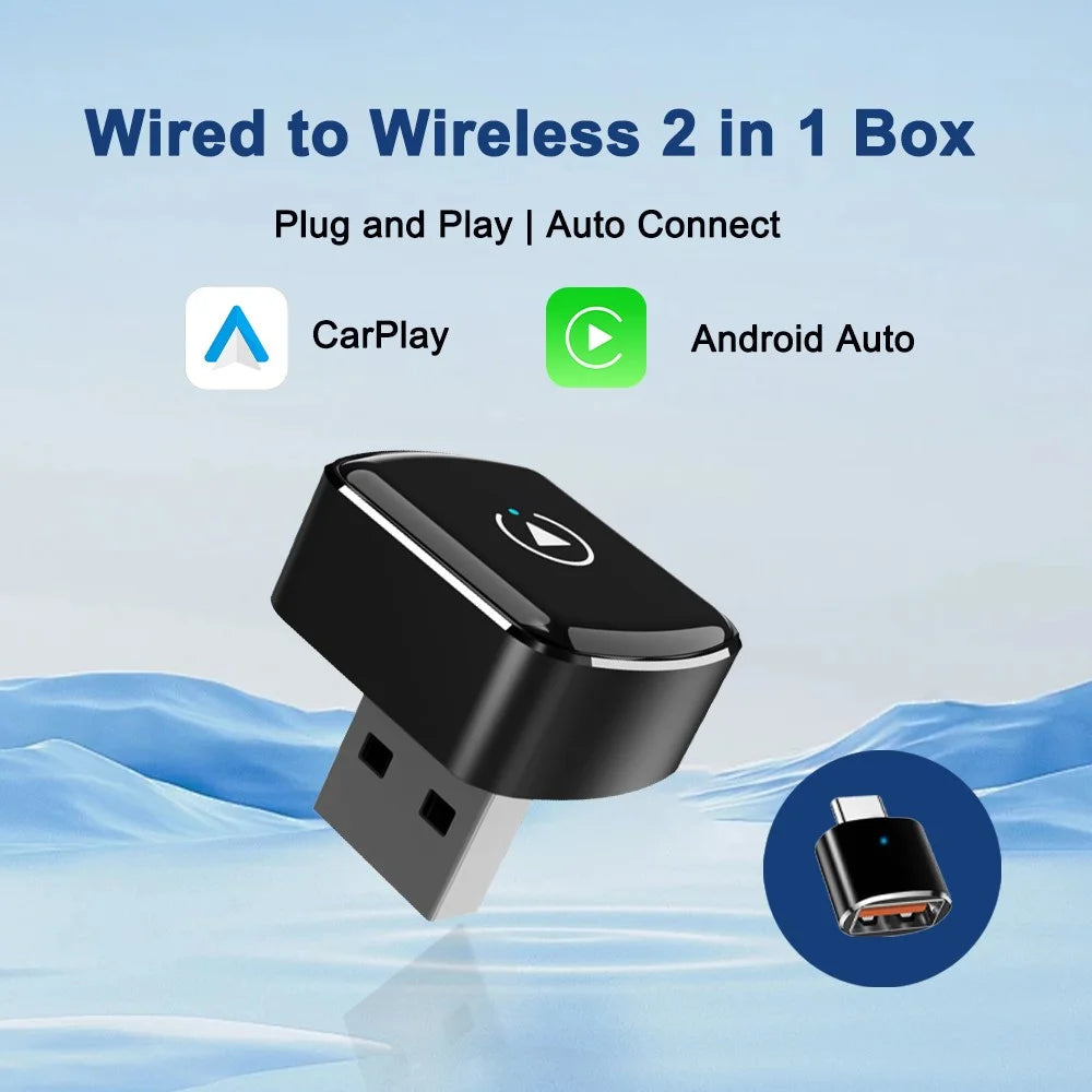 M26 2 in 1 For CarPlay / Android Auto Wired to Wireless Car Adapter 5.8G / 2.4G Dual Band WiFi Bluetooth-compatible USB Dongle - 5