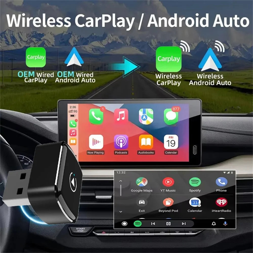 M26 2 in 1 For CarPlay / Android Auto Wired to Wireless Car Adapter 5.8G / 2.4G Dual Band WiFi Bluetooth-compatible USB Dongle - 6