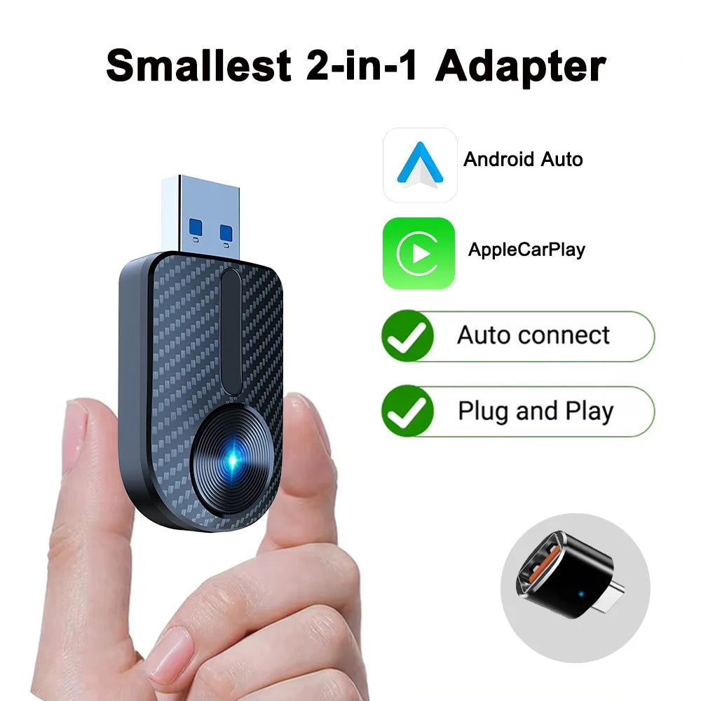 M27 2 in 1 Plug and Play USB AI Box for CarPlay / Android Auto Wired to Wireless Car Adapter - 2