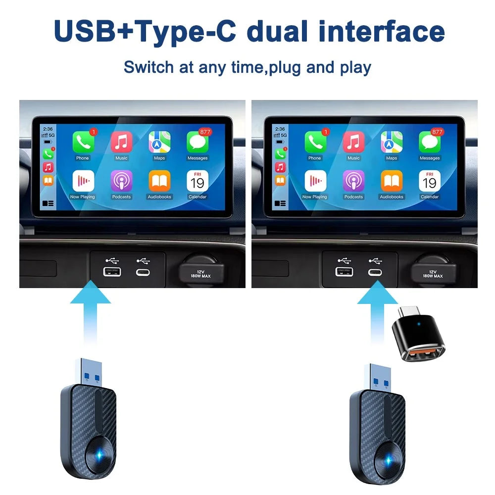 M27 2 in 1 Plug and Play USB AI Box for CarPlay / Android Auto Wired to Wireless Car Adapter - 5