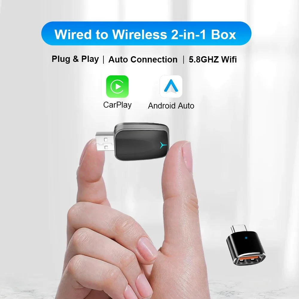 M34 2 in 1 AI Box Wireless Car Adapter for Upgrading Wired CarPlay / Android Auto to Wireless Compatible With Built-in CarPlay / Android Auto Vehicles - 2
