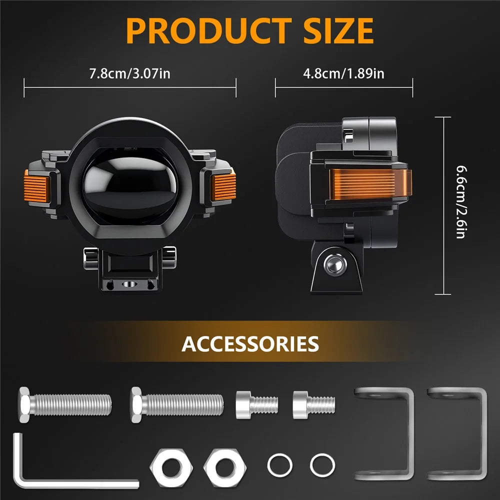 M15 1Pc Motorcycle Auxiliary Lamp IP68 Waterproof High Brightness Aluminum Alloy DRL LED Spotlight - 6