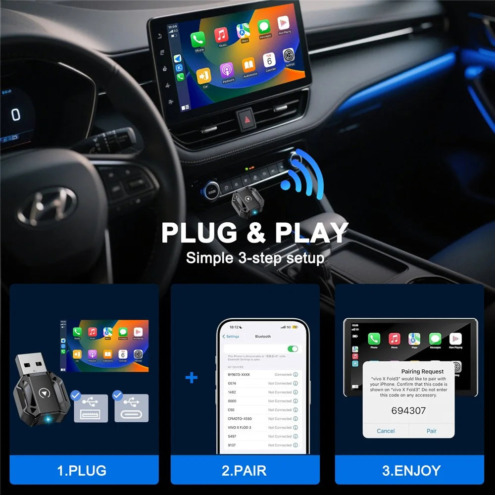 M36 2 in 1 Ai Box Wireless Car Adapter Car Play / Android Auto Wired to Wireless Converter for Vehicles - 2