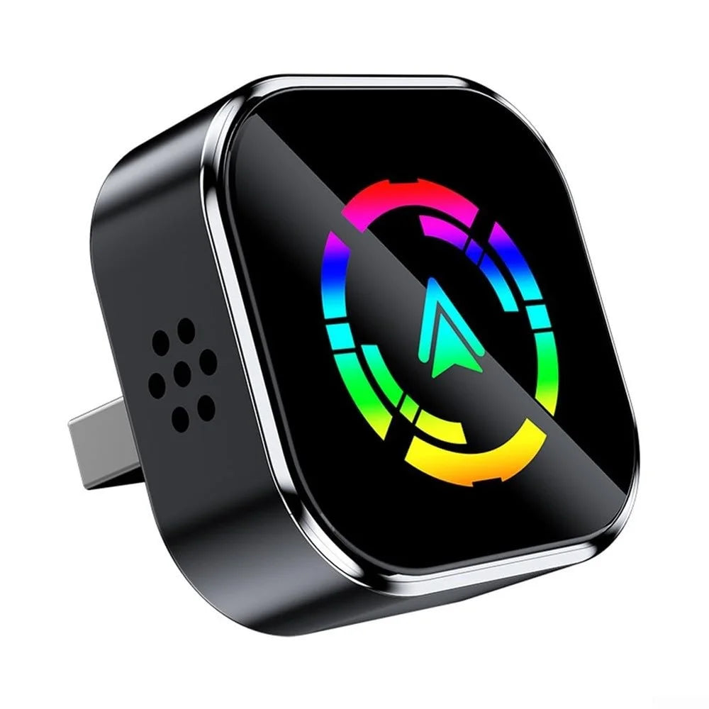 Q1A Wired to Wireless Carplay / Android Auto 2 in 1 Dongle Auto Connect Mini Adapter - Black+Colorful Symbol - 1