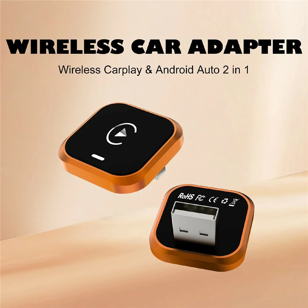 CP030-5 2 in 1 Wireless CarPlay Android Auto Adapter WiFi 6 Dual Band USB Dongle Car AI Box - Orange - 3