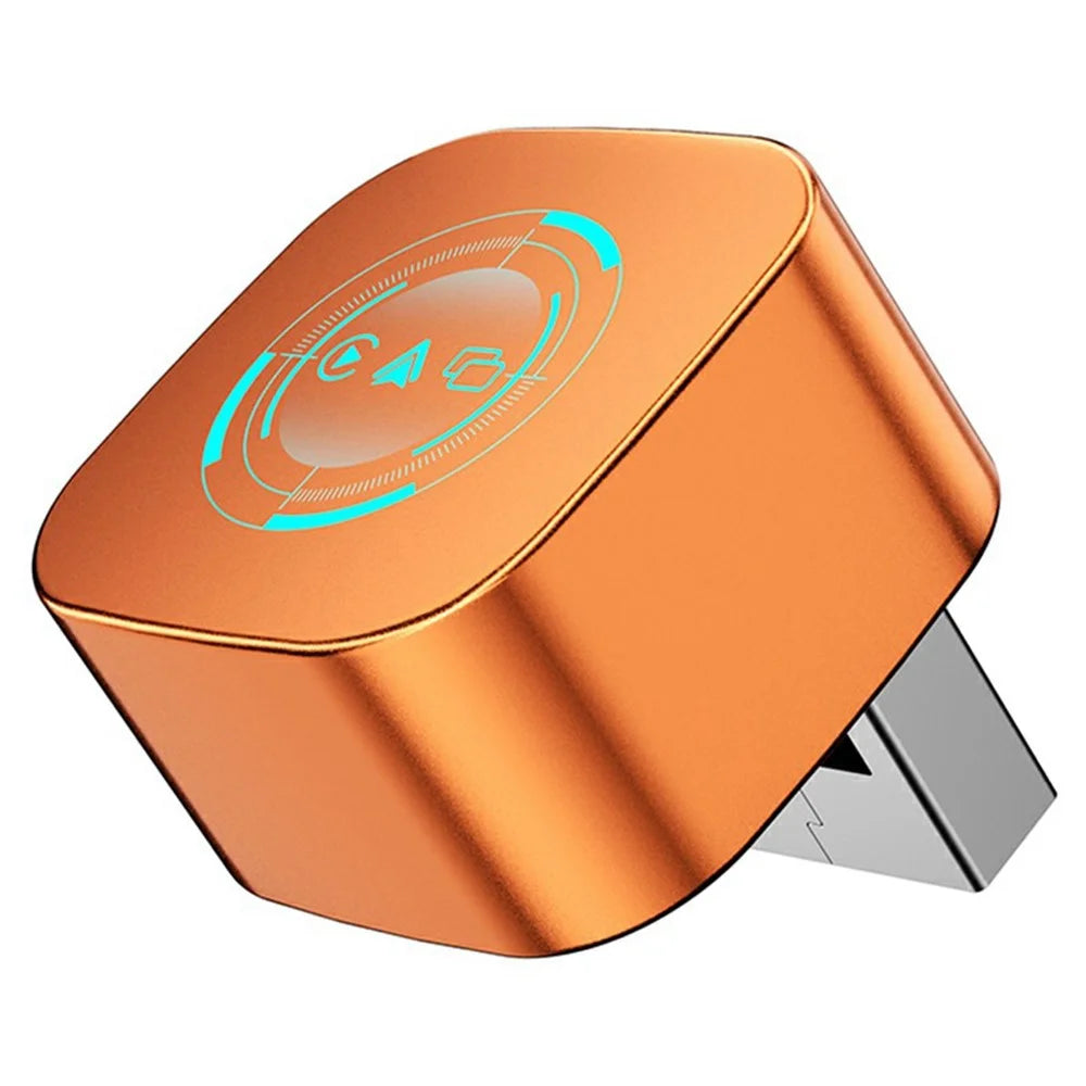 Q1AF Wireless Carplay Adapter Smart AI Box Airplay Mirror Link Android Auto Carplay 4 in1 Wired to Wireless USB Dongle - Orange / Blue Lighting - 1