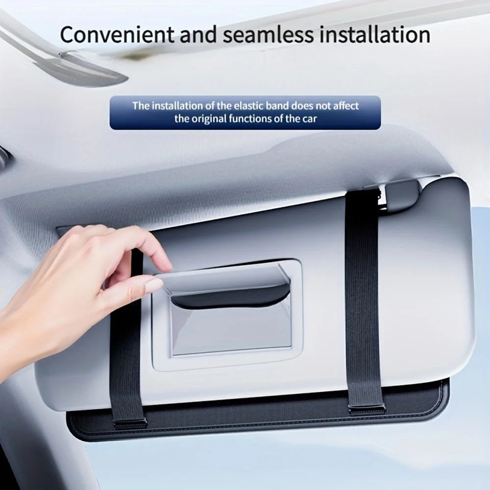 Car Sun Visor Organizer Tissue Box Holder Glasses Storage Compartment Multi-functional Card Storage Pouch for Cars Trucks - 4