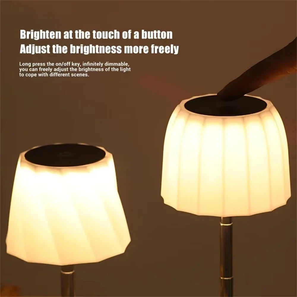 Touch Control LED Table Lamp Rechargeable Wireless Stepless Dimming Desktop Light for Bedroom Living Room - Stripes - 6
