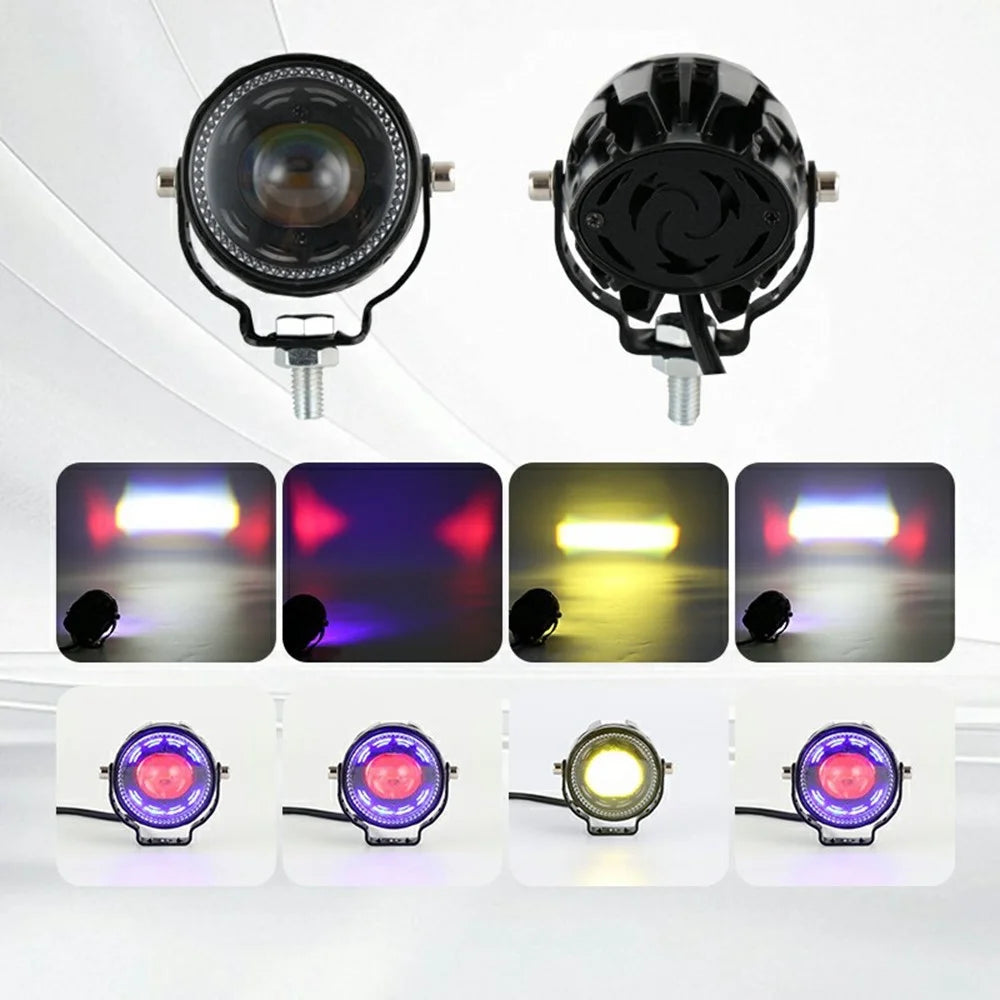 V96B 2Pcs IP67 Waterproof Driving Warning Lamp 25W 12000LM Round LED Spotlight for Car Motorcycle ATV - Black - 4