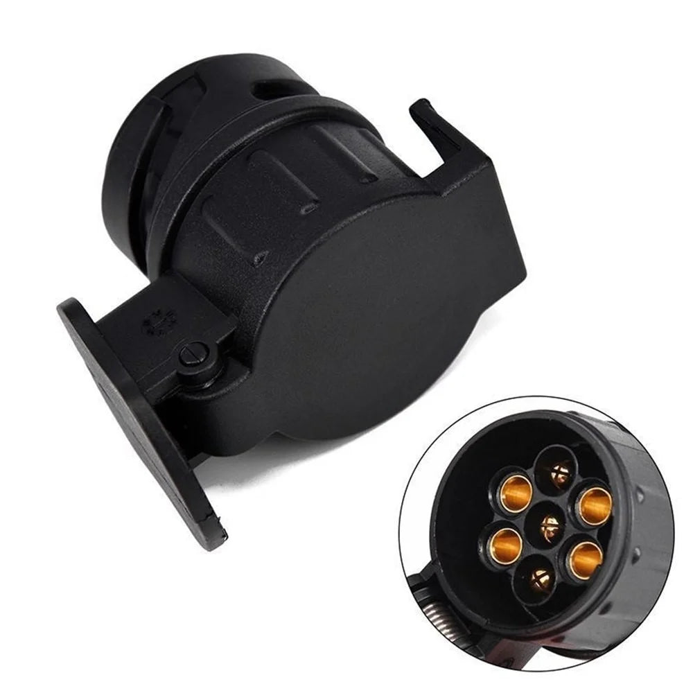 2Pcs 13 Pin to 7 Pin Trailer Adapter Caravan Truck Towbar Car Plug Adapter 12V EU Socket Converter - Black - 7