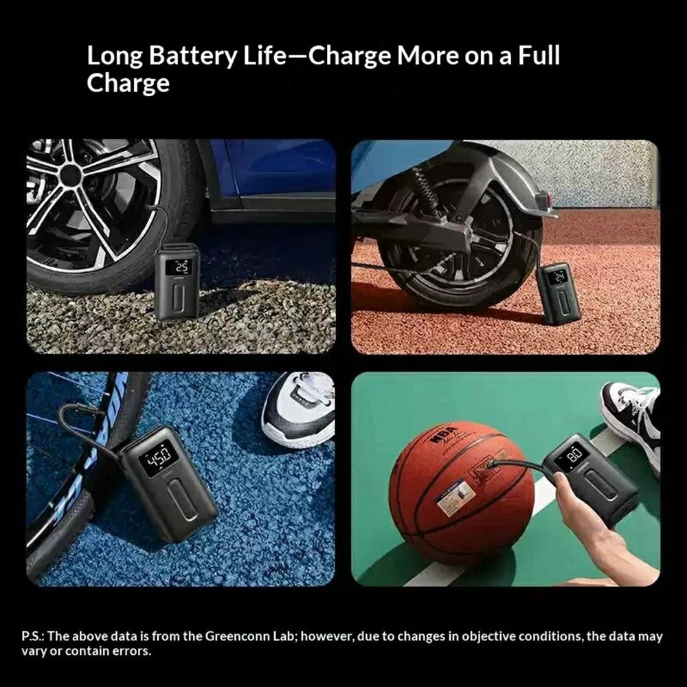 UGREEN 40121 Wireless Portable Air Pump with LED Emergency Light Electric Car Tire Inflator for Auto Motorcycle Bicycle - Black - 5