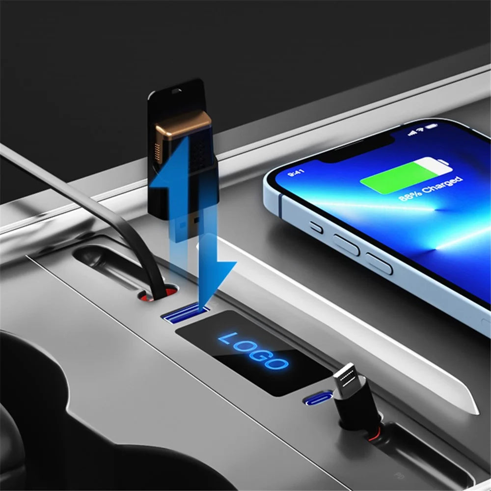 Docking Station USB Hub for Tesla Model 3 / Y (Above 2021) , Extension Cable Charger Multi-Port Hub Adapter - 5