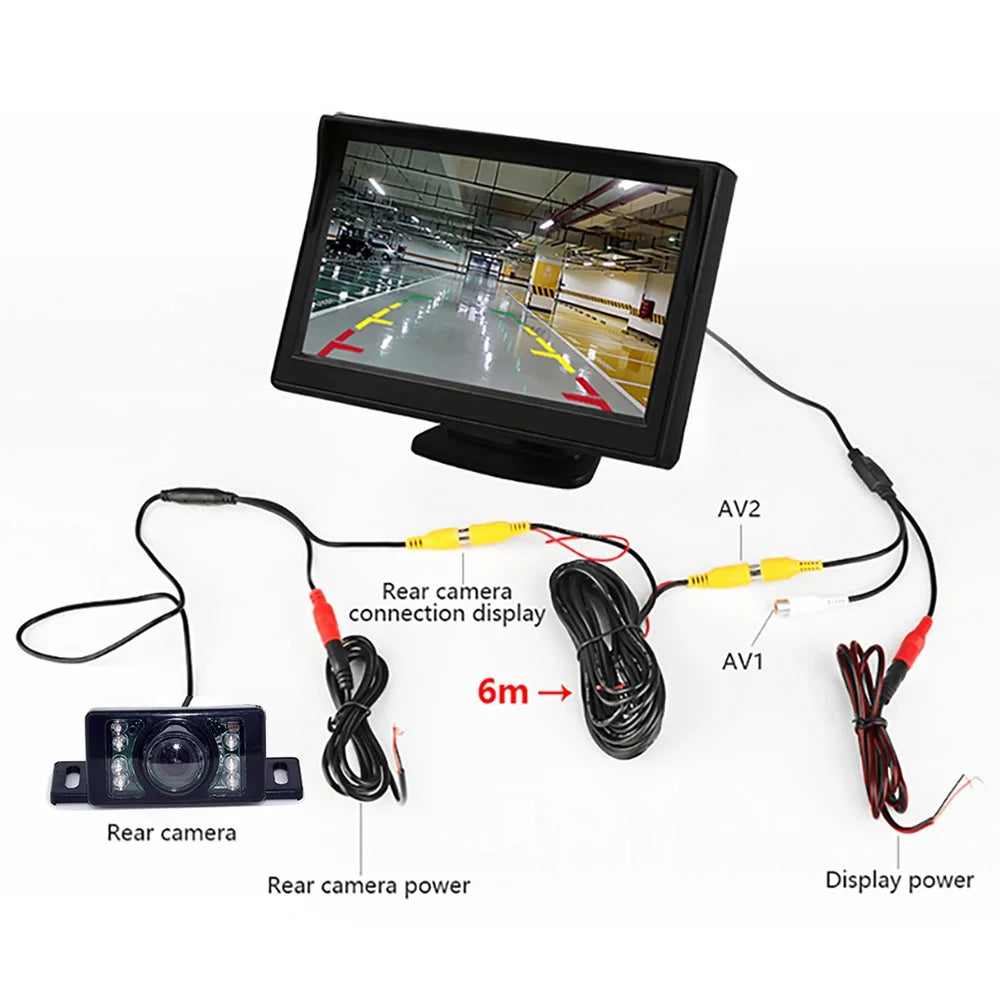 RH-308 Car Rear View Mirror Display 4.3-Inch Truck Rearview Mirror Screen with Short License Plate Camera - 5