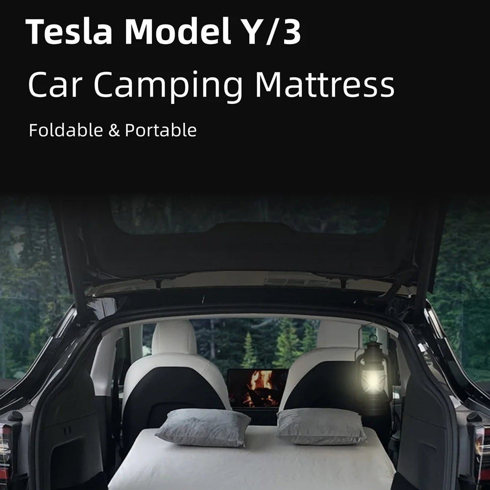 For Tesla Model Y / 3 Tri-fold Splicing Bed Camping Memory Foam Sleeping Pad Car Back Seat Mattress with Storage Bag - 5