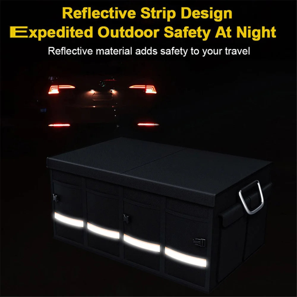 YH-4331 100L Car Trunk Storage Box Storage Case Outdoor Travel Trunk Organizer with Lid for SUV - Black - 2