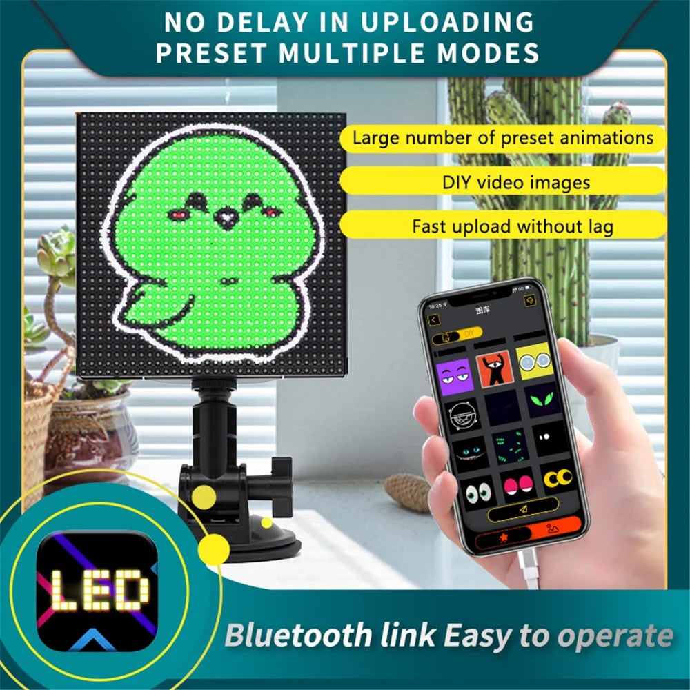 P64L Car LED Sign App Programmable Rear Windshield Scrolling Message LED Matrix Panel DIY Text Pattern Expression Screen - 2
