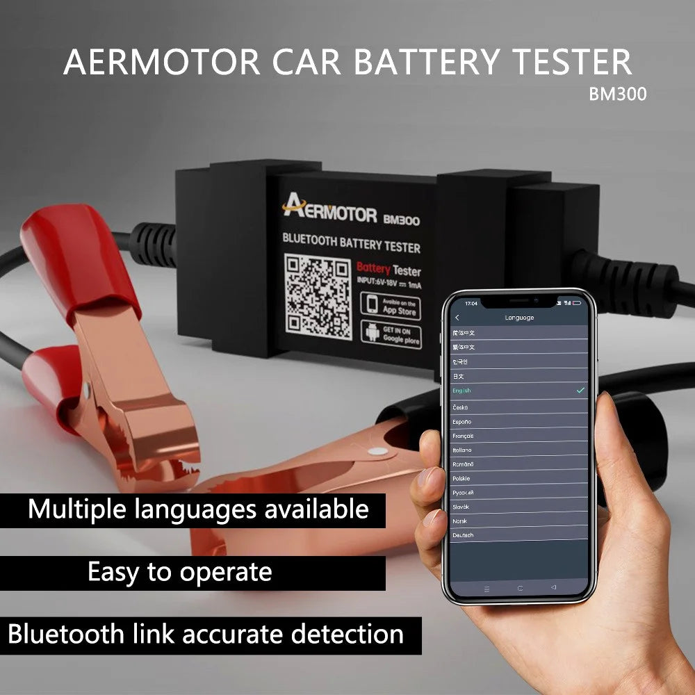 AERMOTOR BM300 Car Battery Tester Wireless Bluetooth-compatible 12V Car Battery Testing Charging Cranking Analyzer for Android iOS - 3