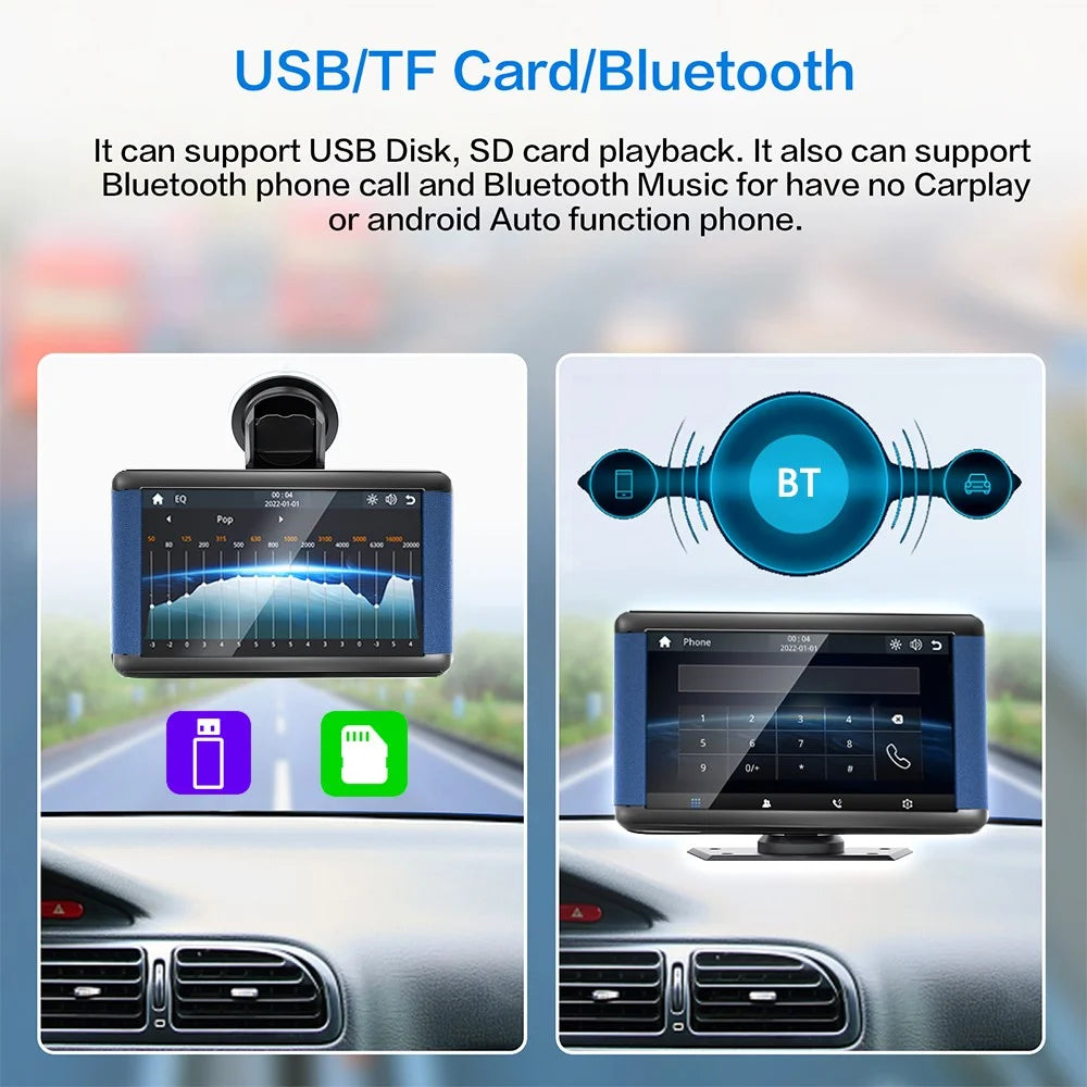 W503B Wireless / Wired Portable Car Play with AHD Camera, 7.0-inch HD Display Car Stereo Support Mirror Link, Android Auto - 6