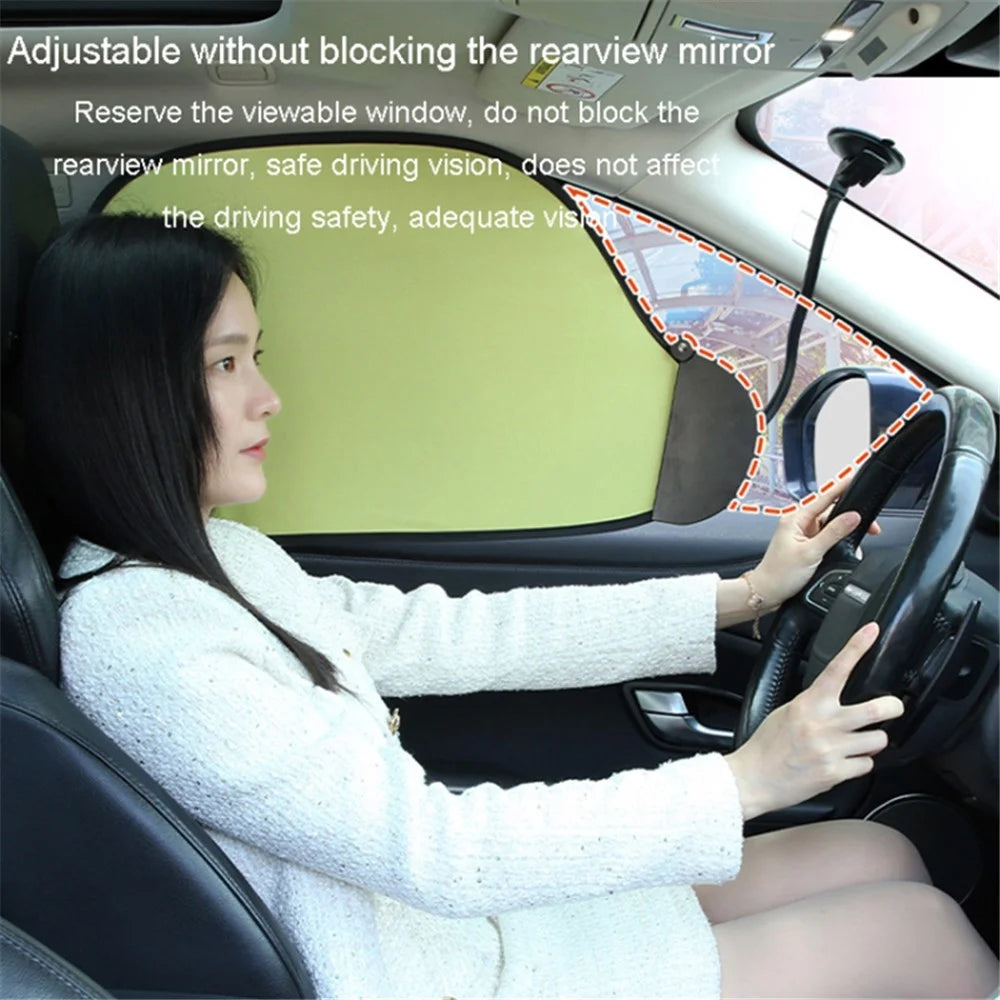 Car Window Sun Shade UV Protection Adjustable Auto Window Shade with Suction Cup - Green - 2