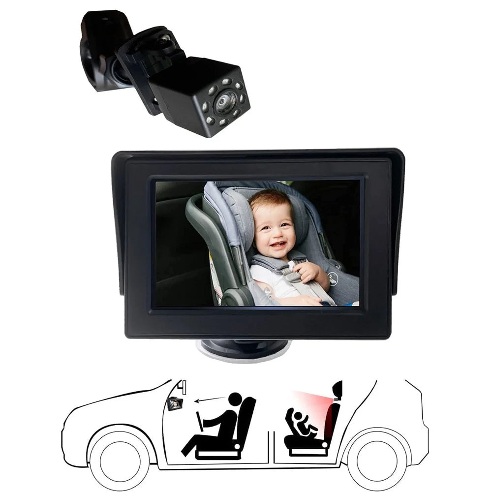 RH-B01 4.3 Inch 8-LED Baby Safety Monitor Night Vision Car Back Seat Camera - 1